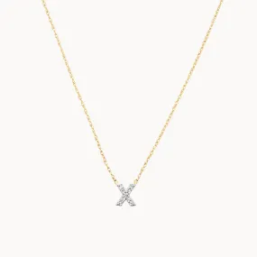 Diamond Letter X Necklace in 10k Gold