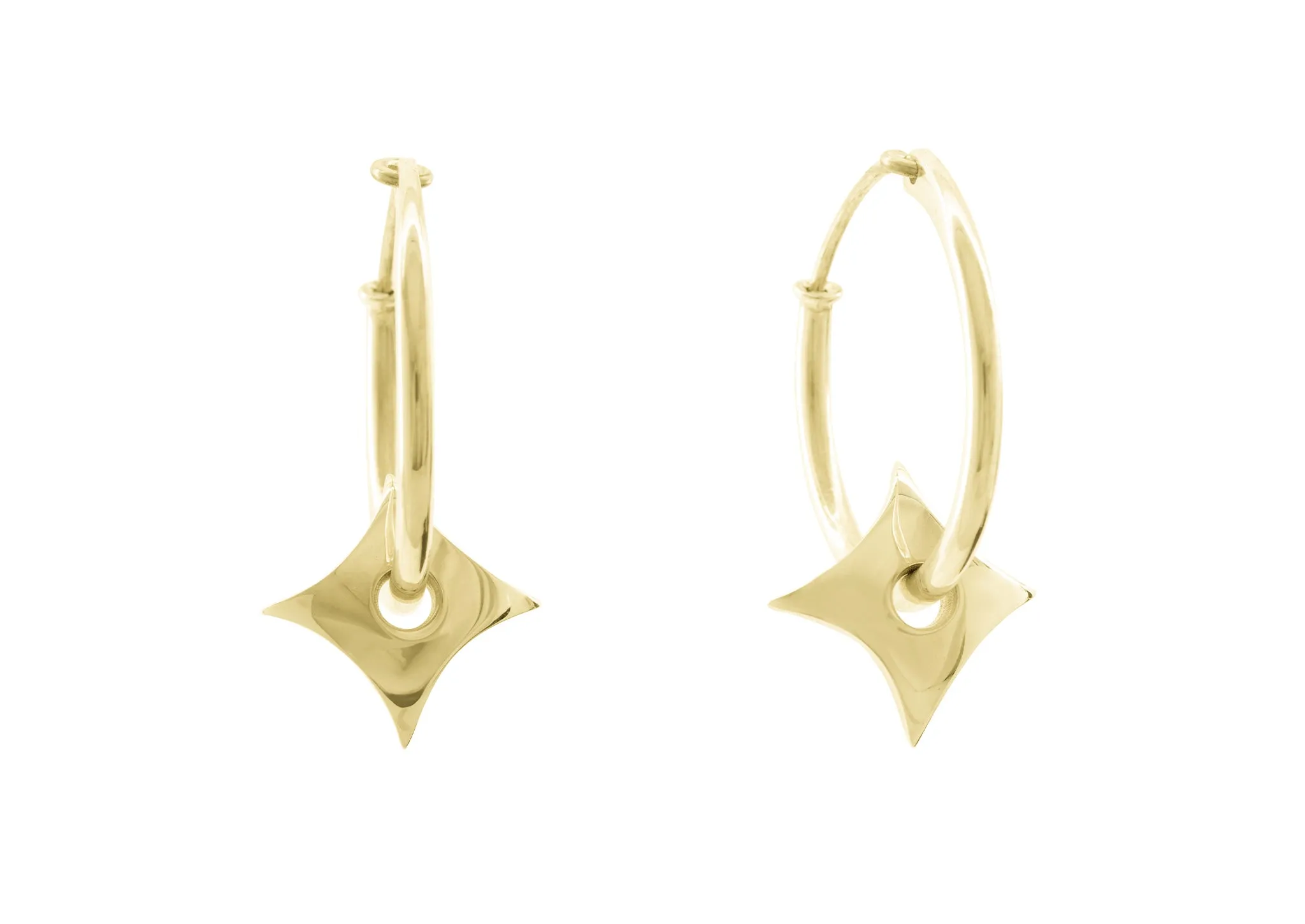 E29 Four-Point Concave Star Earring, Yellow Gold