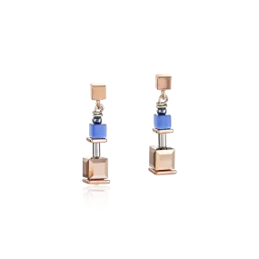 Earrings GeoCUBE® blue-rose gold