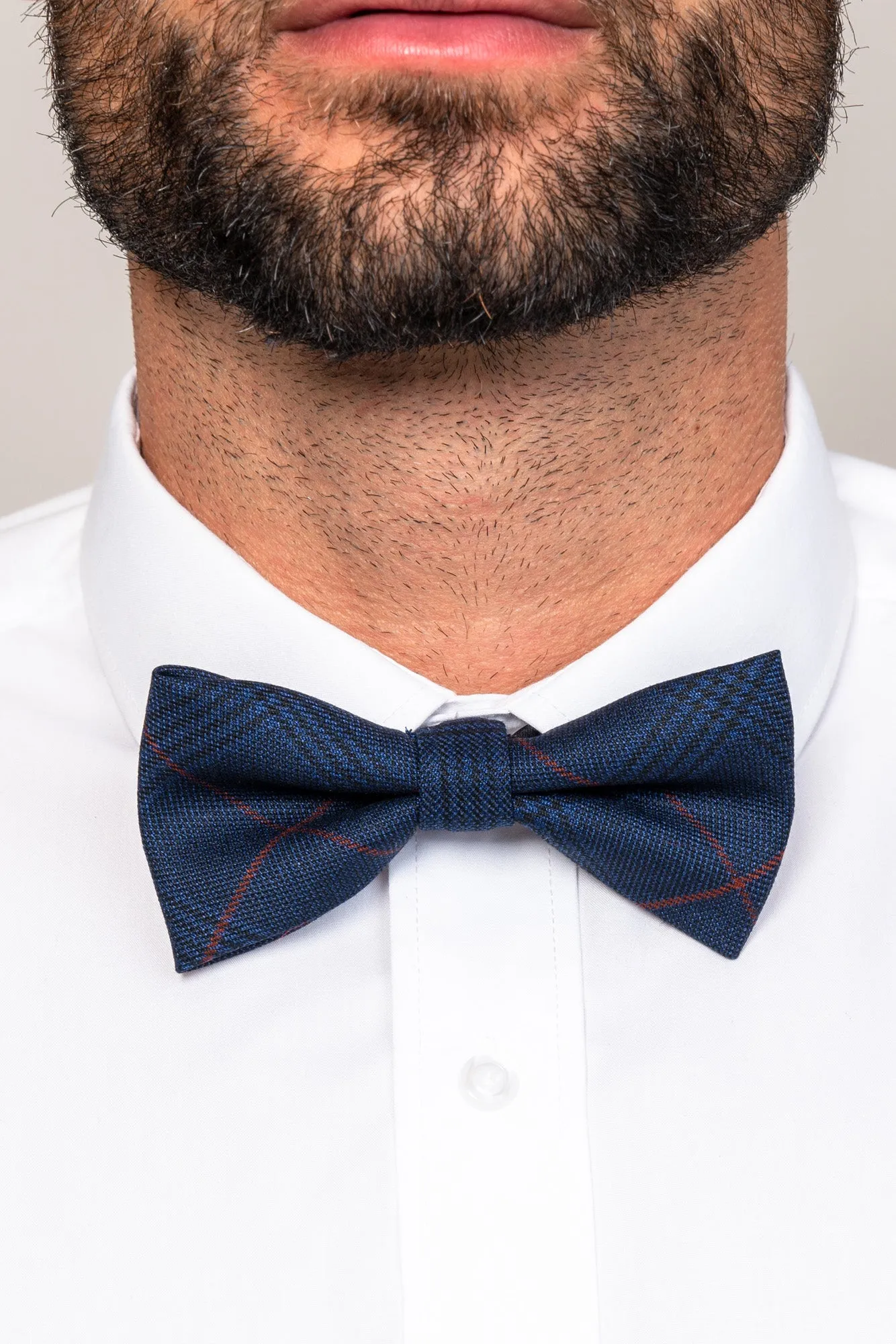 EDINSON - Navy Wine Check Bow Tie