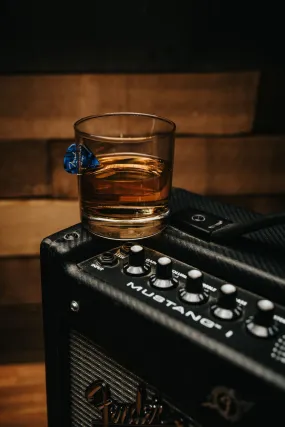 Embedded Guitar Pick American Made Whiskey Glass