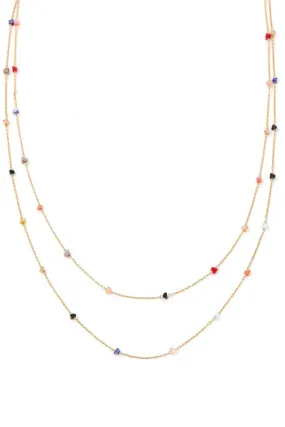 FMN114 Double Layer Glass Bead Necklace Multi