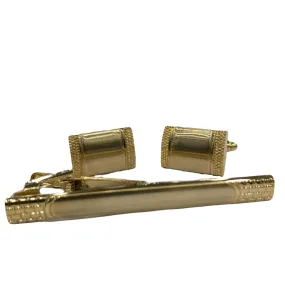 Fratello Cufflink and Tie Clip Combo - Golden Brick CLT06