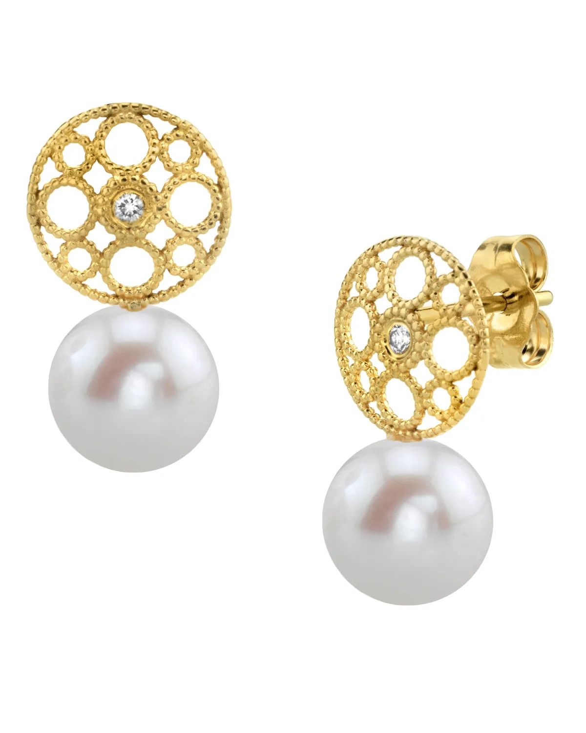 Freshwater Pearl & Diamond Faye Drop Earrings