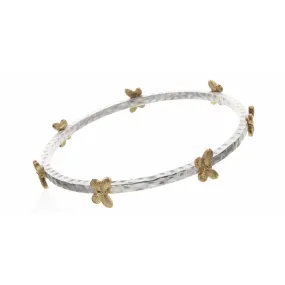 GOLD BUTTERFLY STATION ON SILVER BANGLE BRACELET