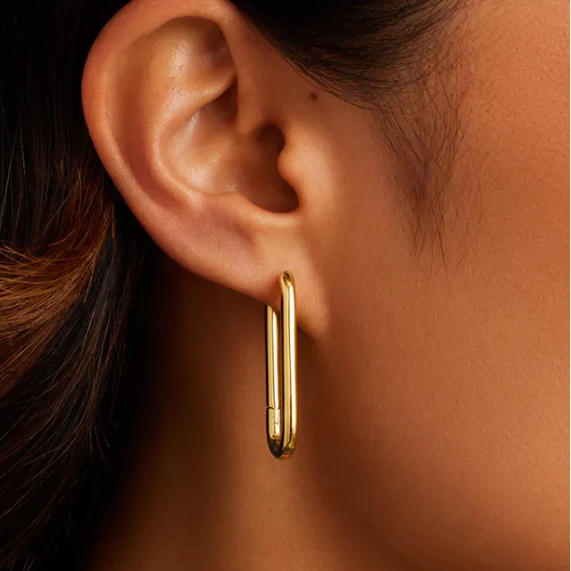 Gold gorjana Zoe Oblong Paper Clip Hoop Earrings