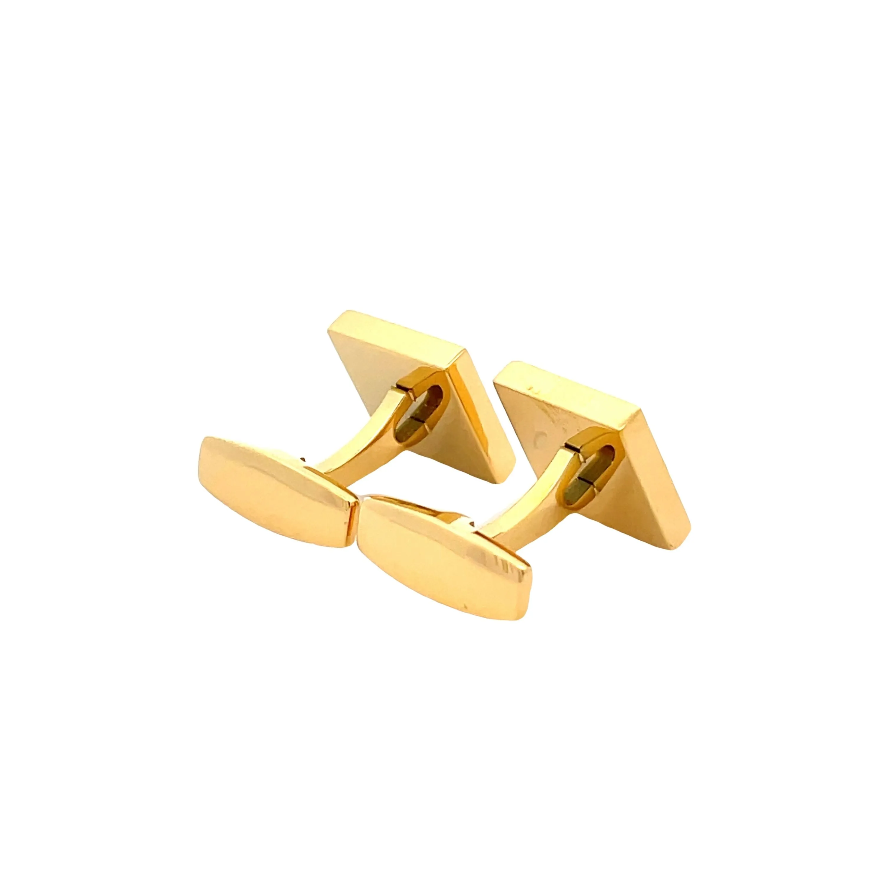 Gold Plated Stainless Steel Black Mother Of Pearl Square Cufflinks