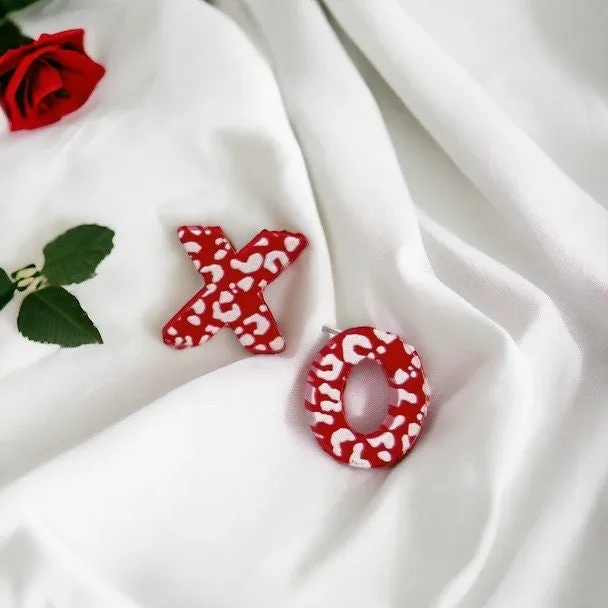 Happy Valentine’s Day Studs - Red Heart, Stud Earrings, Valentine’s Earrings, Valentine Gift, Love Earrings, Heart Accessories, XOXO