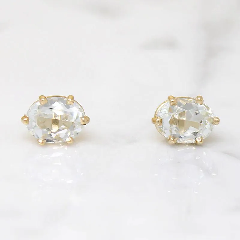 Icy 2.85tcw Oval Aquamarines in Gold Stud Earrings by 720