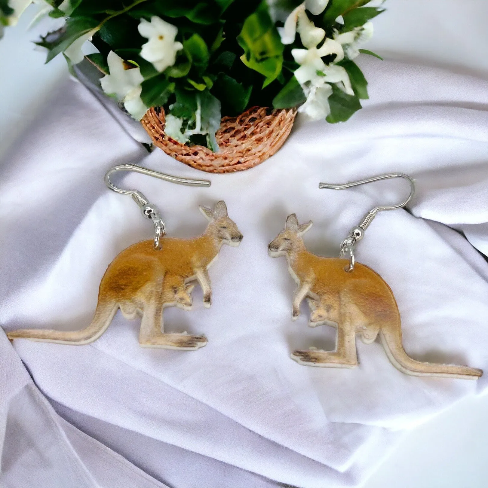 Kangaroo Earrings - Happy Easter, Kangaroo Jewelry, Easter Bunny, Easter Accessories, Easter Basket, Australian, Aussie, Down Under, Joey