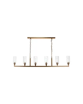 Linear 6 Light Chandelier Antique Brass