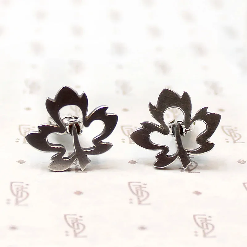 Maple Leaf Sterling Cufflink & Tie Tack Set