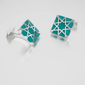 Melaka Cufflinks - Sterling Silver - Jade Green