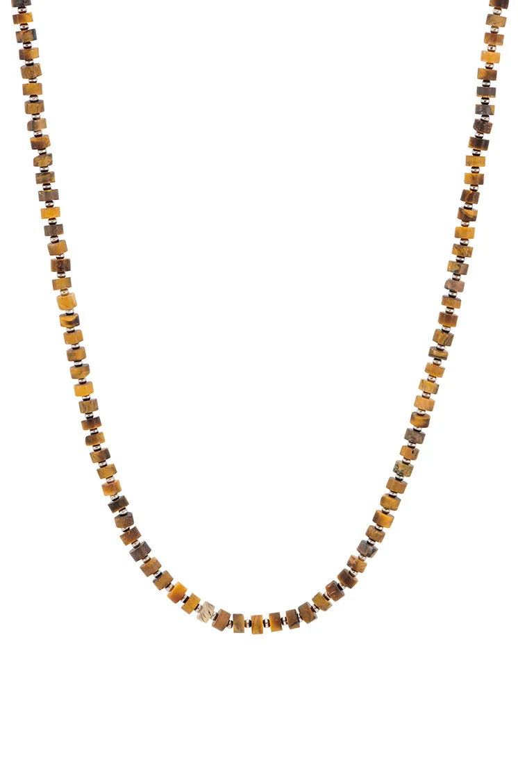 Mens Gemstone Rondelle Necklace