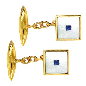 Mother of Pearl & Sapphire Cufflinks