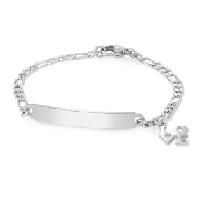 My First ID Bracelet with Plaque and LOVE Charm Silver & Gold Tone