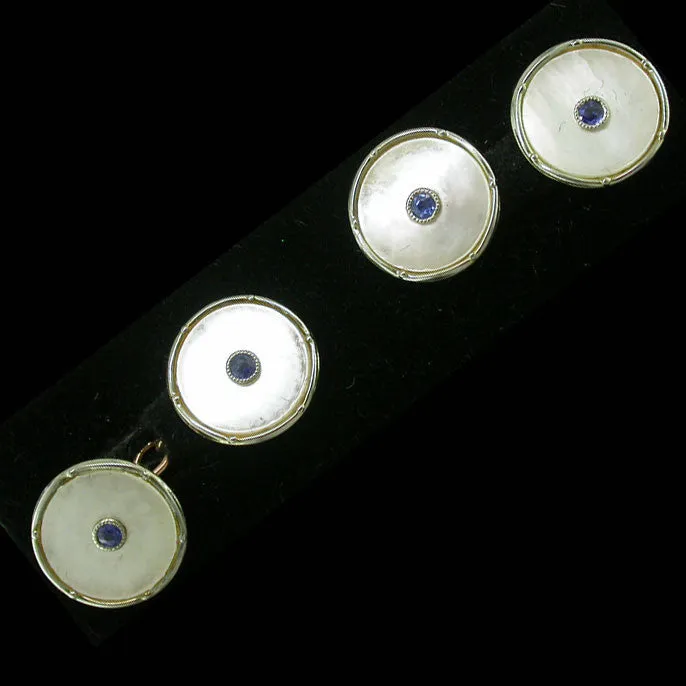 Pearl & Sapphire Cuff-Links