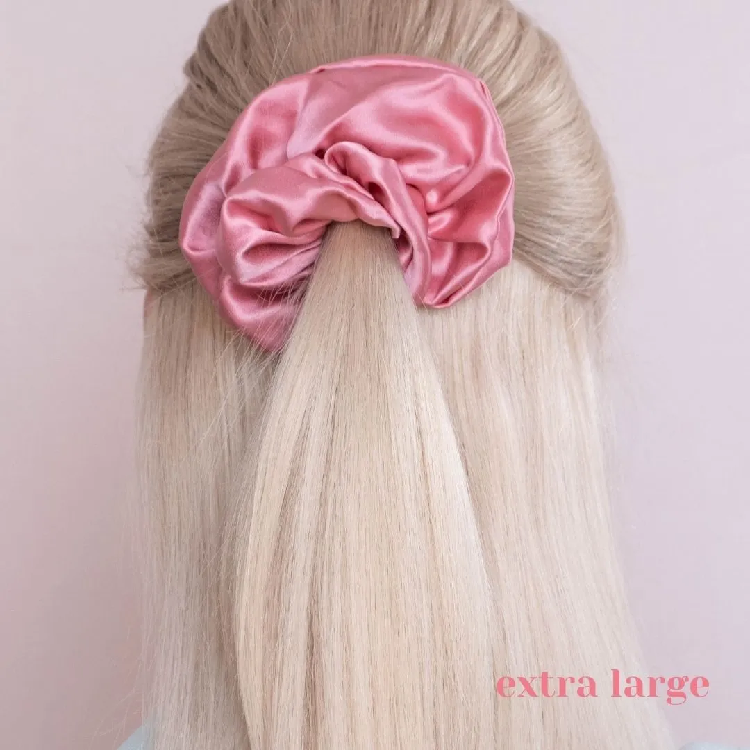 Premium Mulberry Silk Scrunchie - Raspberry - Extra Large