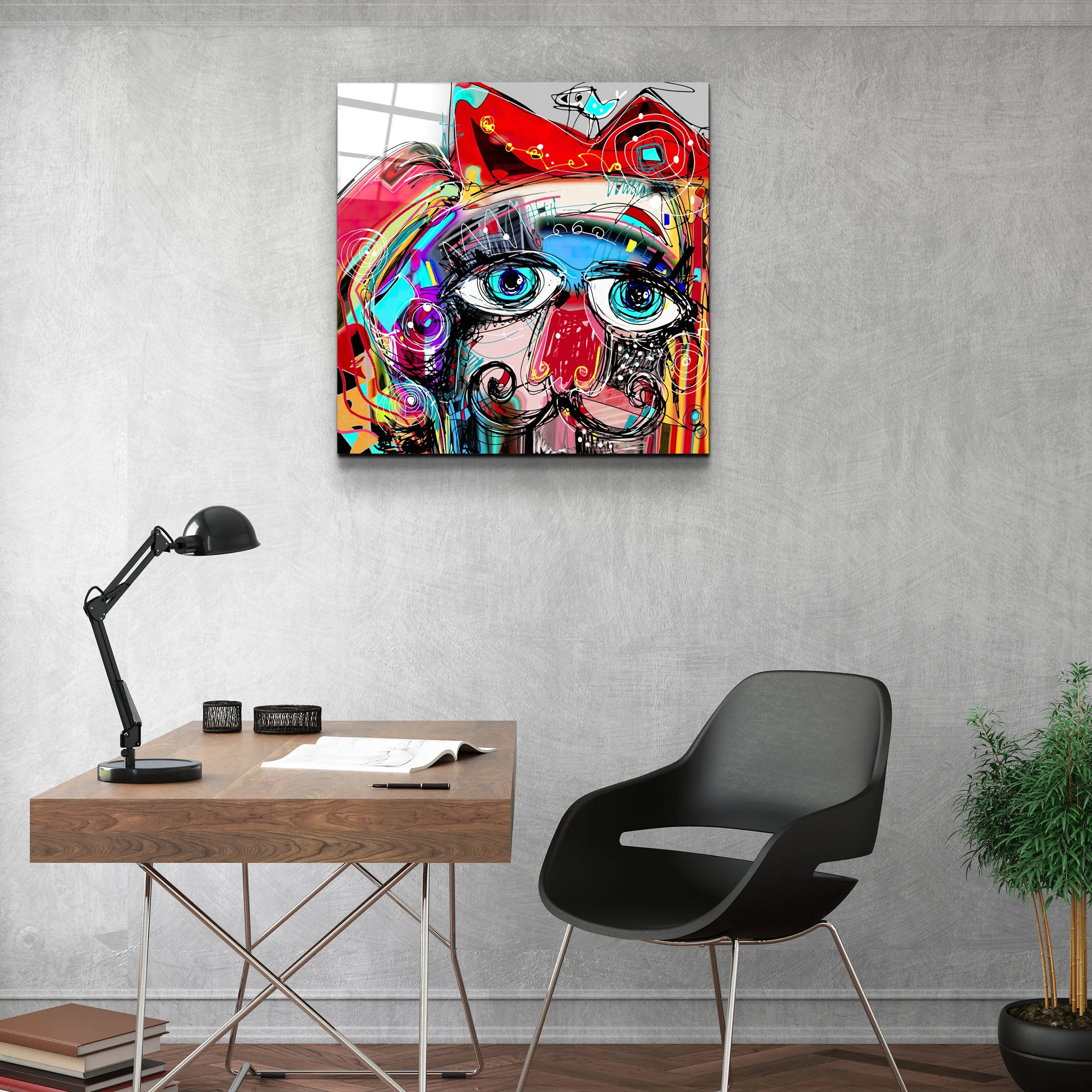 ・"Abstract Colorful Portrait"・Glass Wall Art