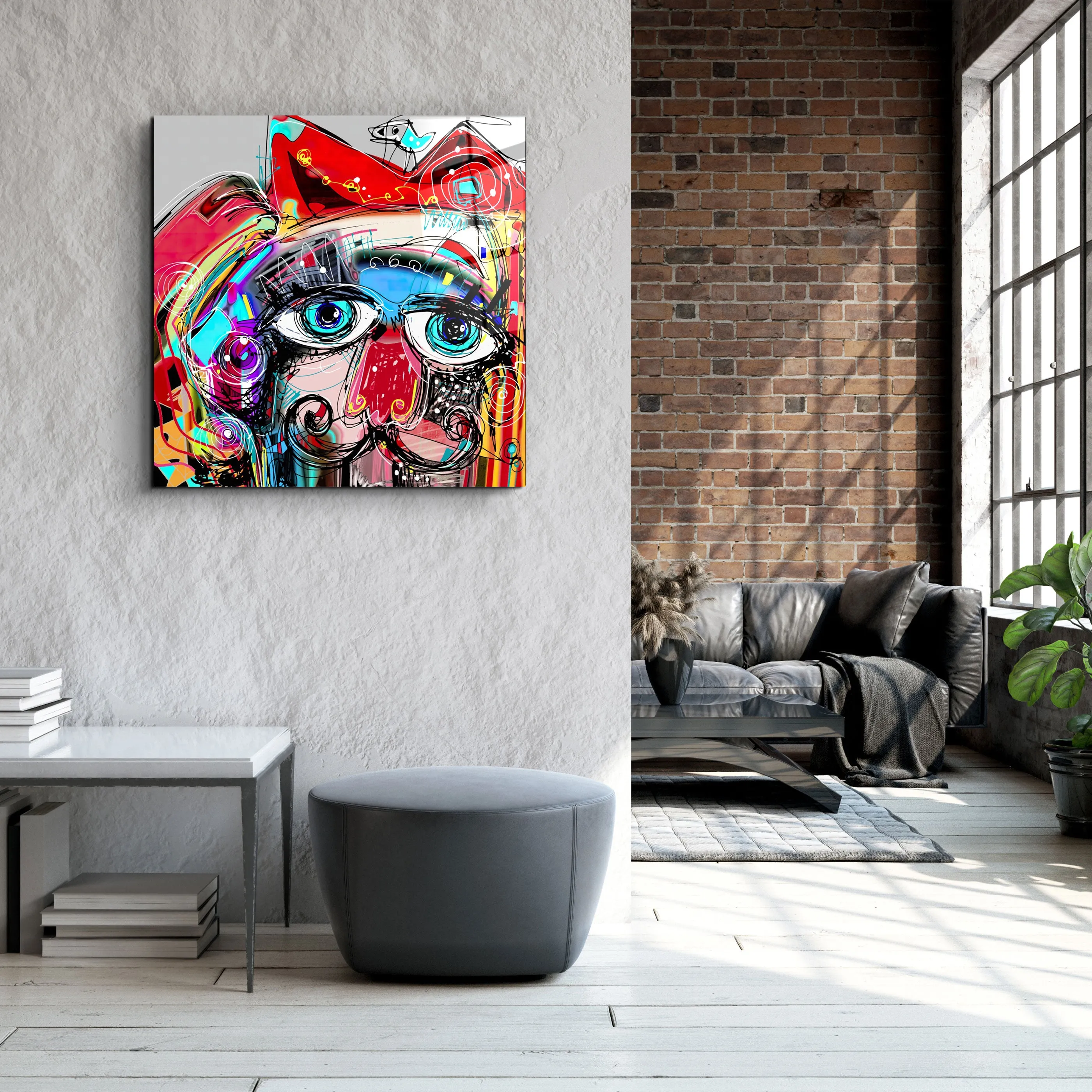 ・"Abstract Colorful Portrait"・Glass Wall Art