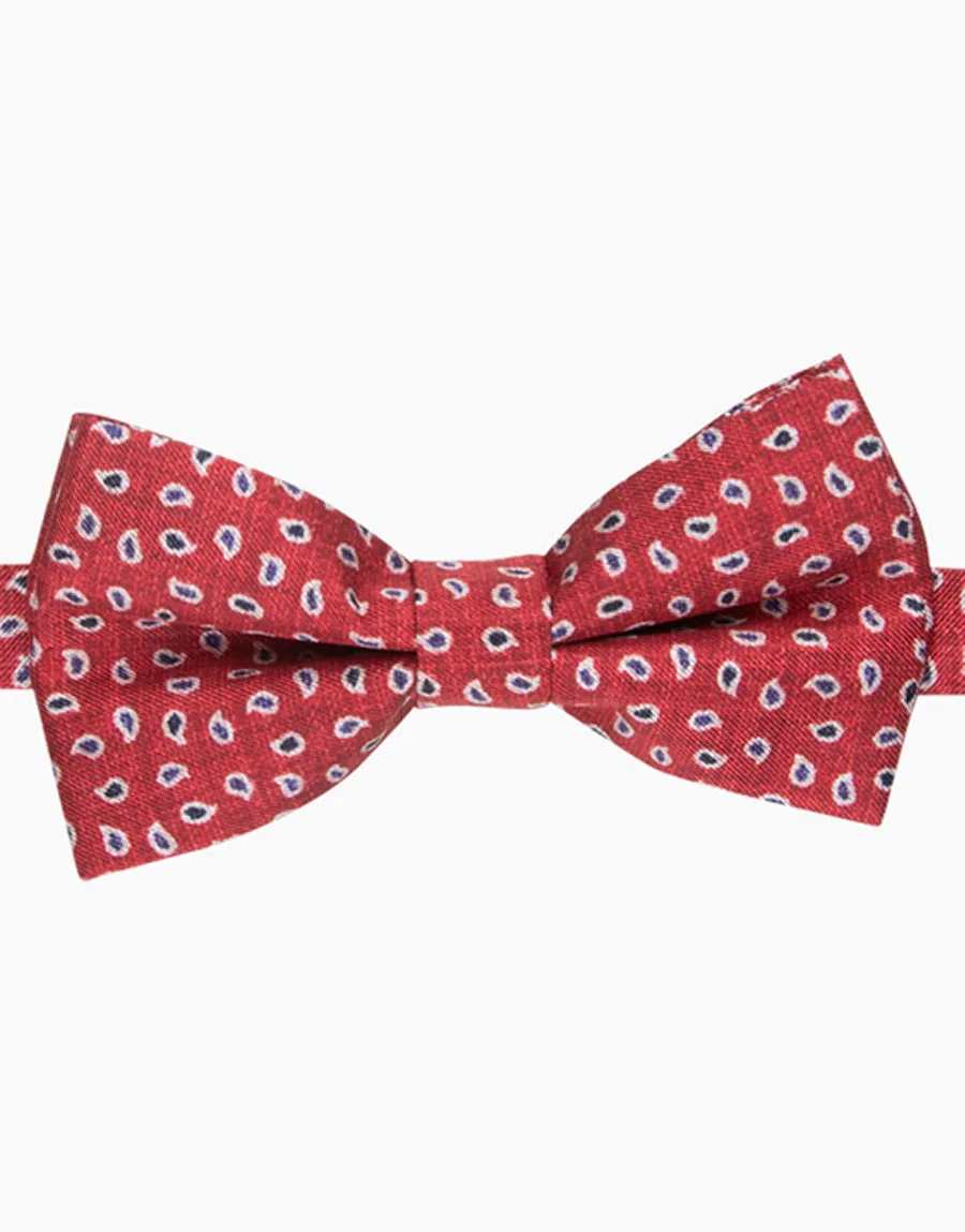 Red Paisley Silk Bow Tie