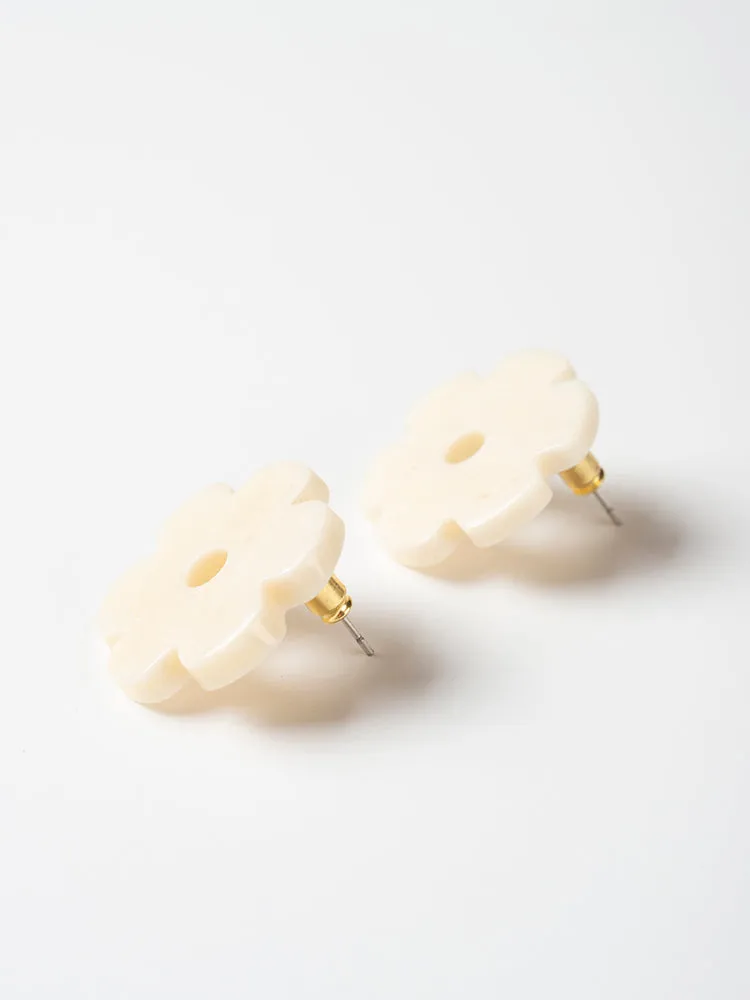 Retro Bloom Studs - White