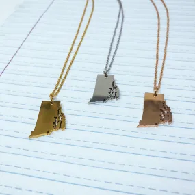 Rhode Island State Silhouette Necklace