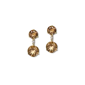 Rivière Double Earrings Yellow Gold - Smoky Quartz & Diamond