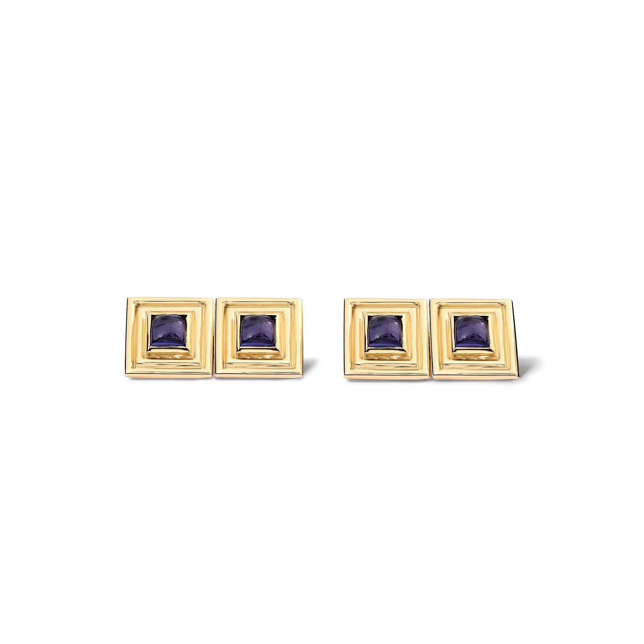 Saqqara Double Ended Cufflinks Yellow Gold - Iolite