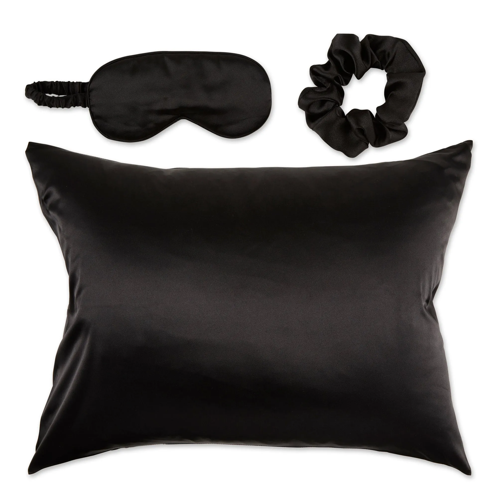 Silk-Like Satin Sleep Set - Black