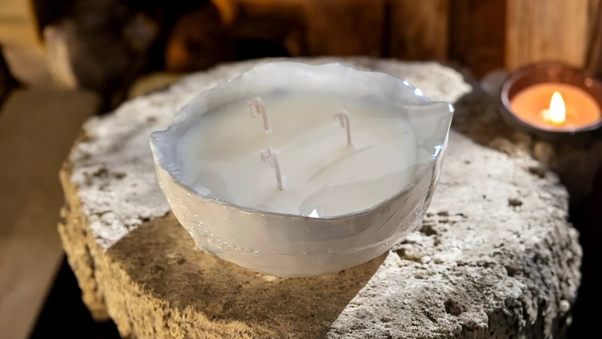 Small Concrete Bowl Candle