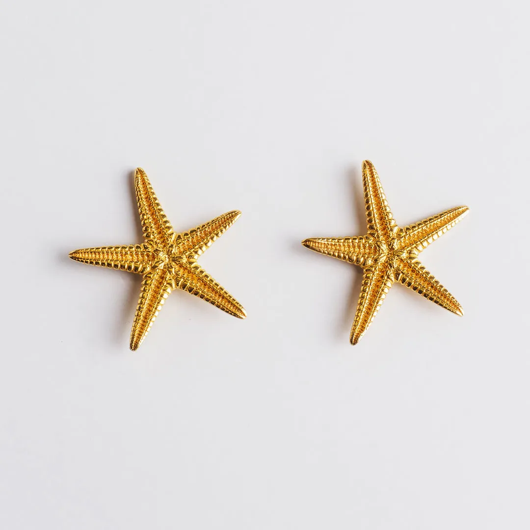 Starfish - stud earrings - silver 925 - gold plated