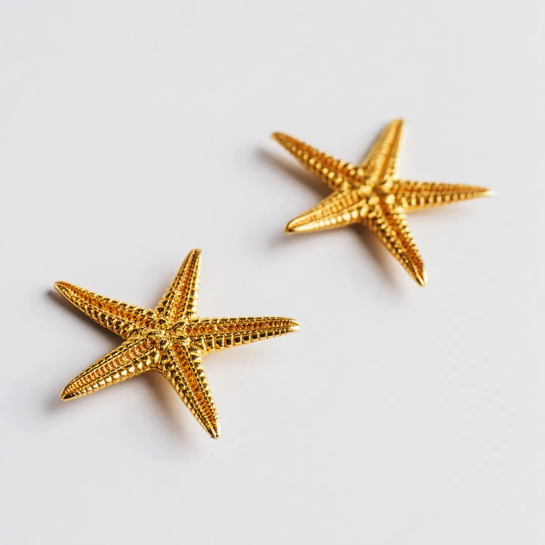 Starfish - stud earrings - silver 925 - gold plated