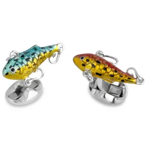 Sterling Silver Fish Bait Cufflinks