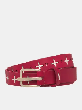   Studded Q Buckle Belt (EQ2C-GR-3-0-RED-WINERY)