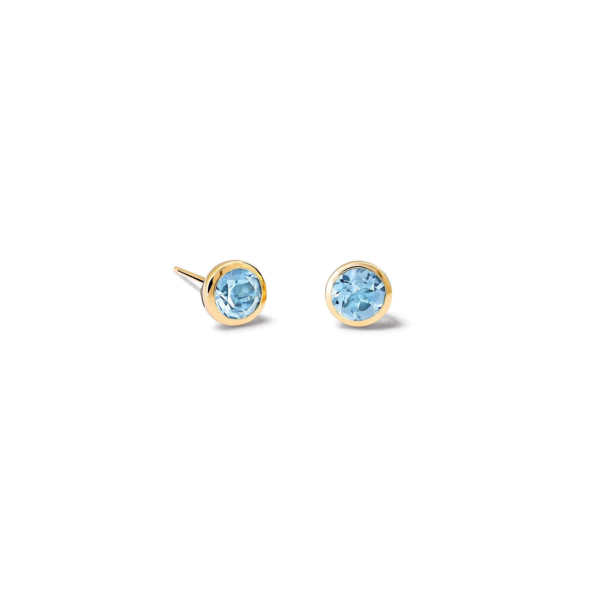 Theresa Stud Earrings Yellow Gold - Blue Topaz