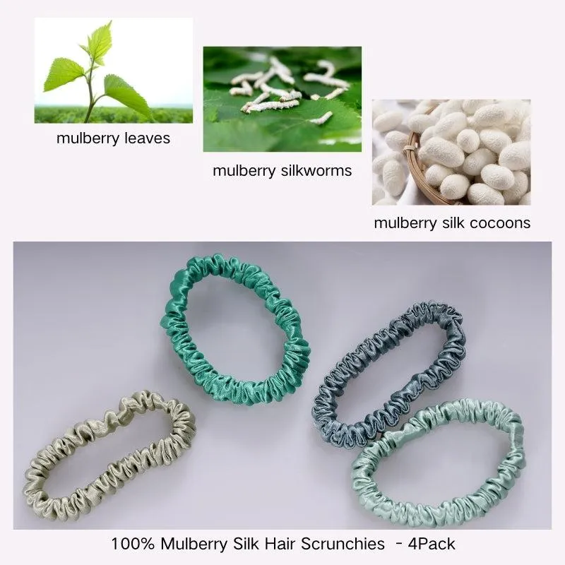 Thin Silk Hair Ties Summer Green - 4 Pack - dropshipping