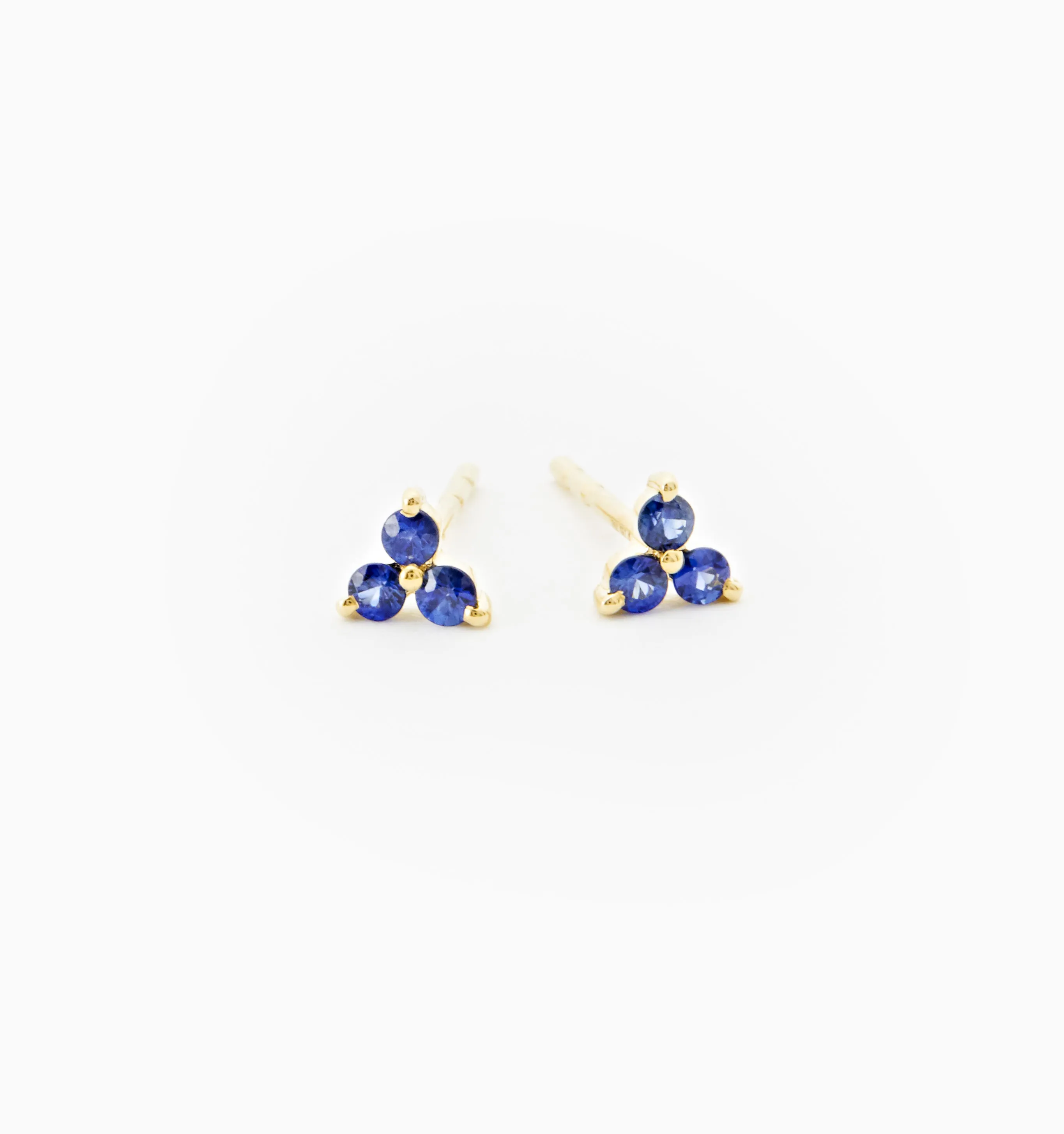 Trinity Sapphire Earrings In 14K Solid Gold