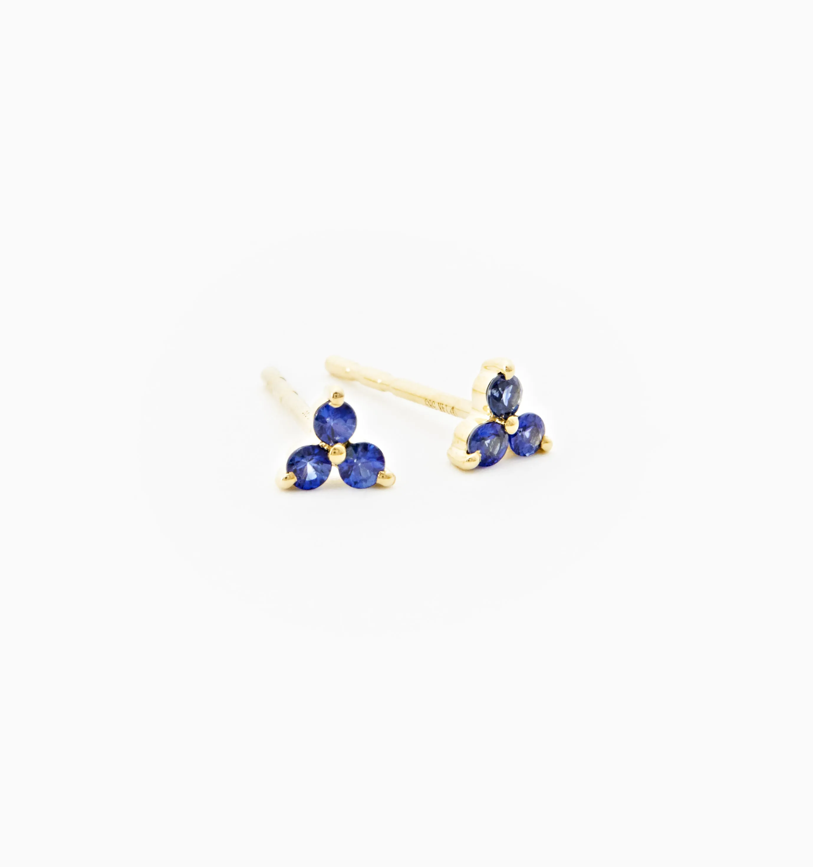 Trinity Sapphire Earrings In 14K Solid Gold