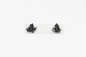 White Gold Maple Leaf Stud Earrings