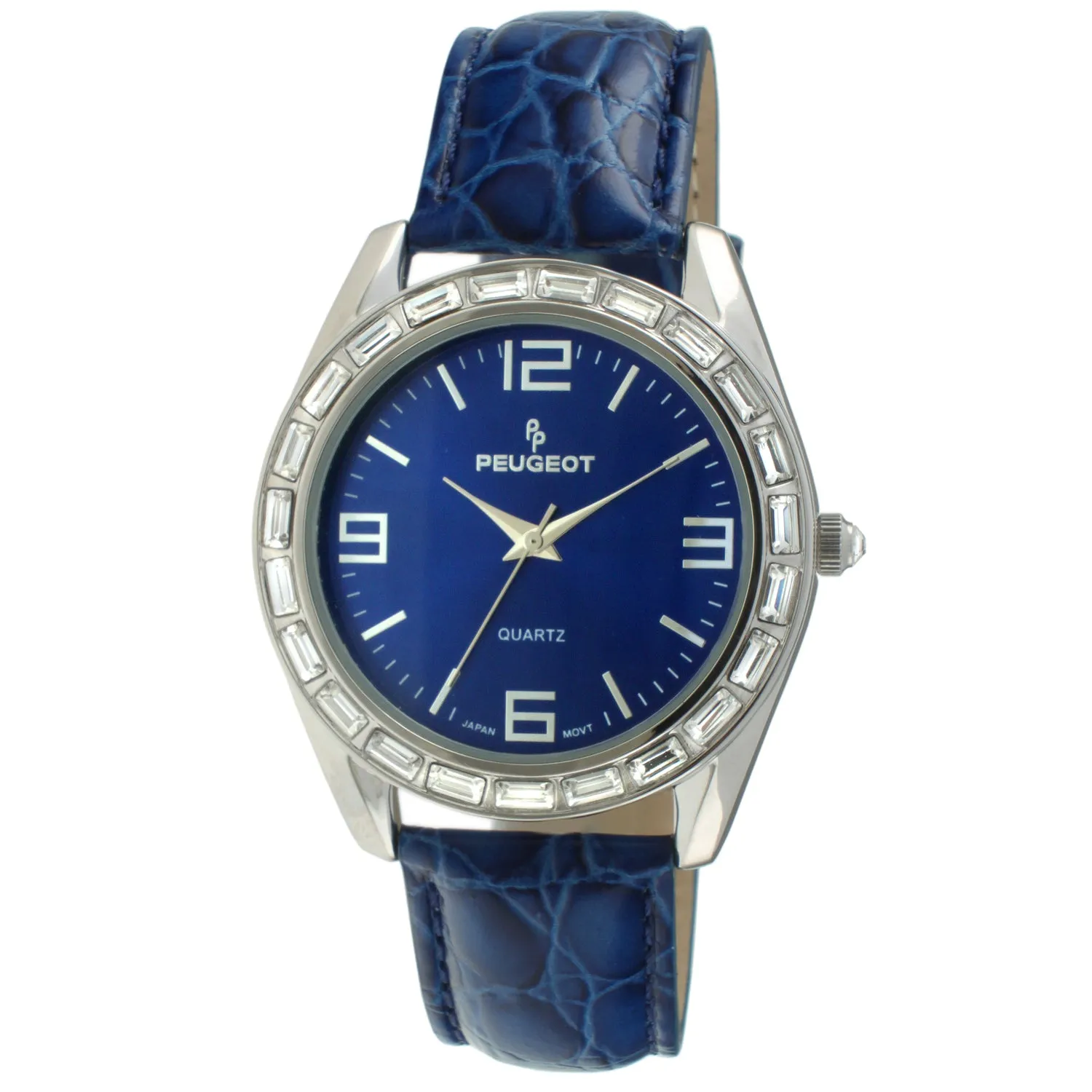 Women's 40mm Blue Boyfriend Watch with Baguette Crystals